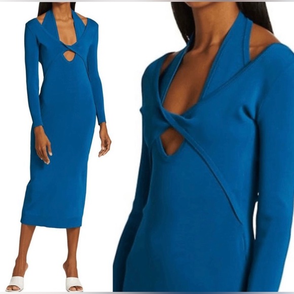 Monse Cutout Knit Bodycon Midi Dress Open Back Long Sleeves Size S NWT - Picture 14 of 16